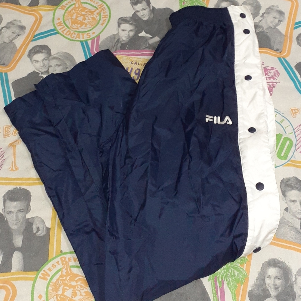 90s Fila Tearaway Nylon Pants Fitness Training Gym Workout Track Practice